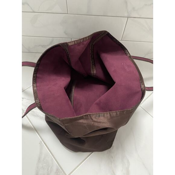 Vintage DKNY Tote Bag Velour Velvet Burgundy Reversible - Picture 6 of 14